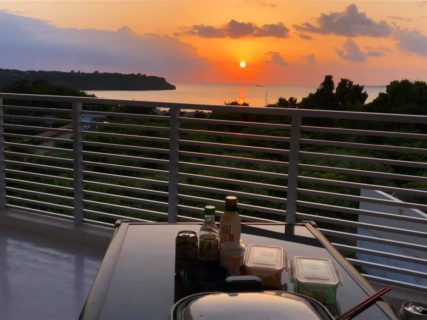 夫婦でお疲れ様会、夕日が綺麗！